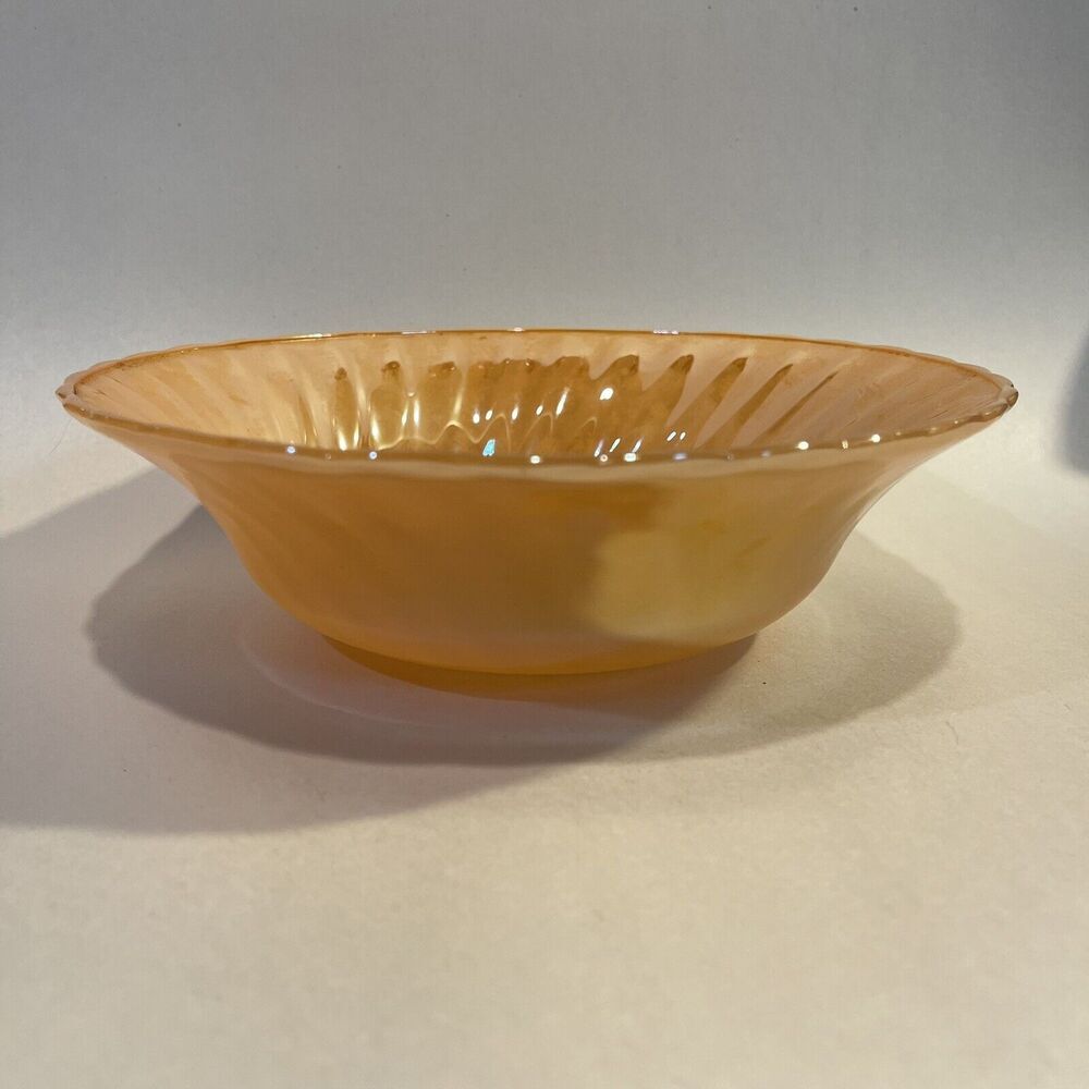 Vintage Anchor Hocking Fire‎ King Oven Ware Peach Luster Swirl Serving Bowl 8"